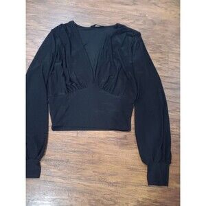 Teens / womens black long sleeve short shirt Saints 21 size large
